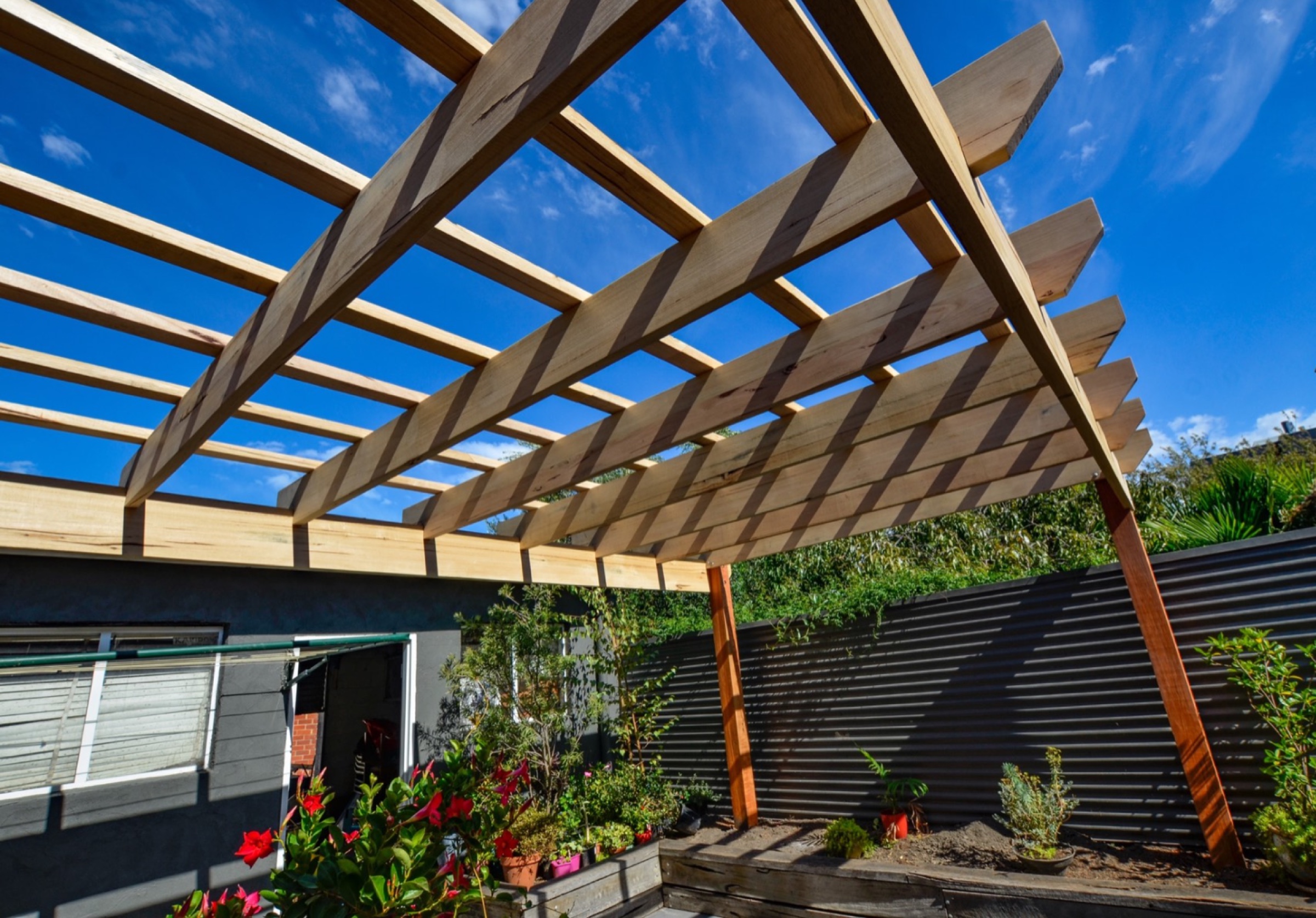 Custom timber pergola structure built by Bonum Home Improvement