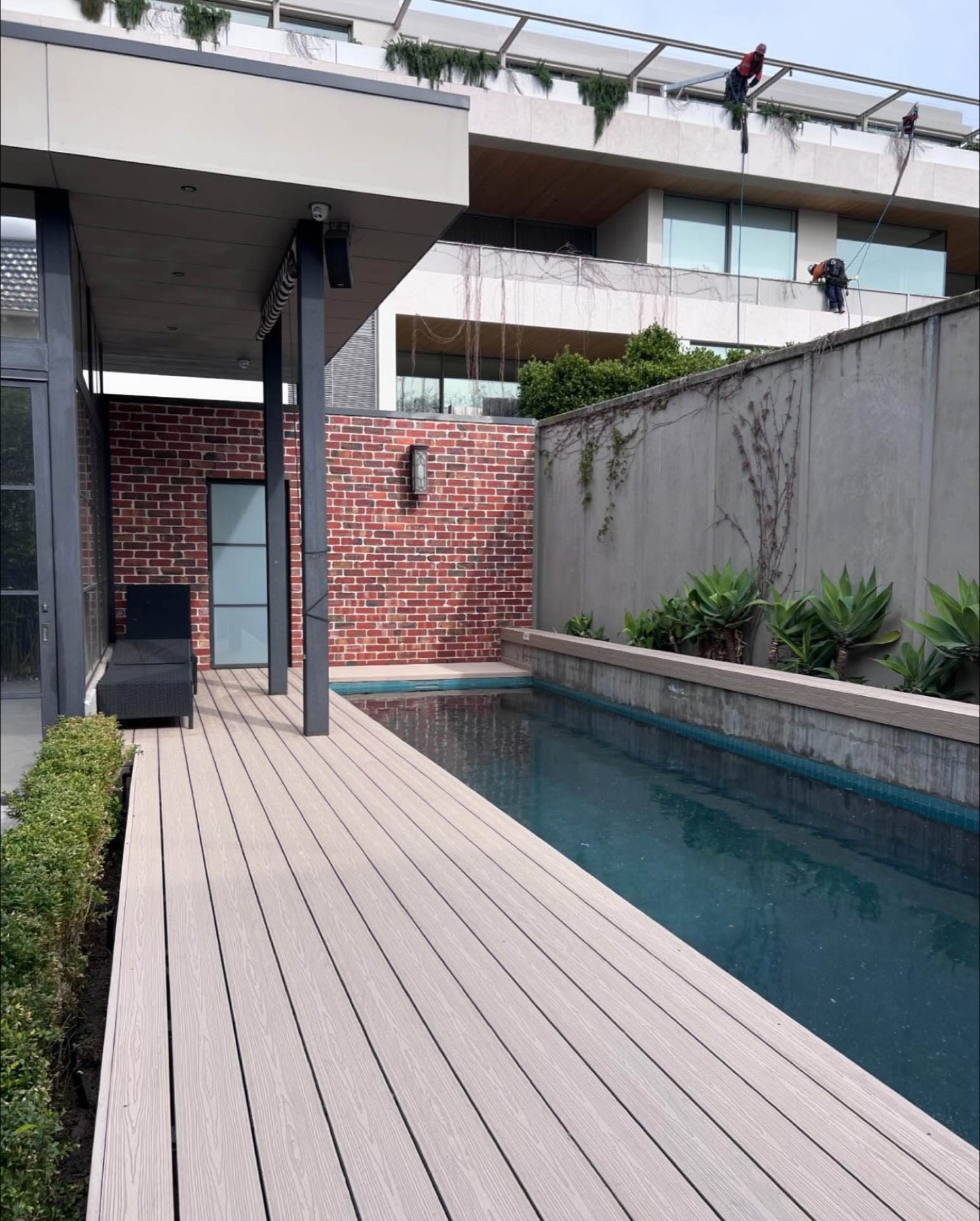 Completed PermaTimber American Oak pool deck renovation — Toorak