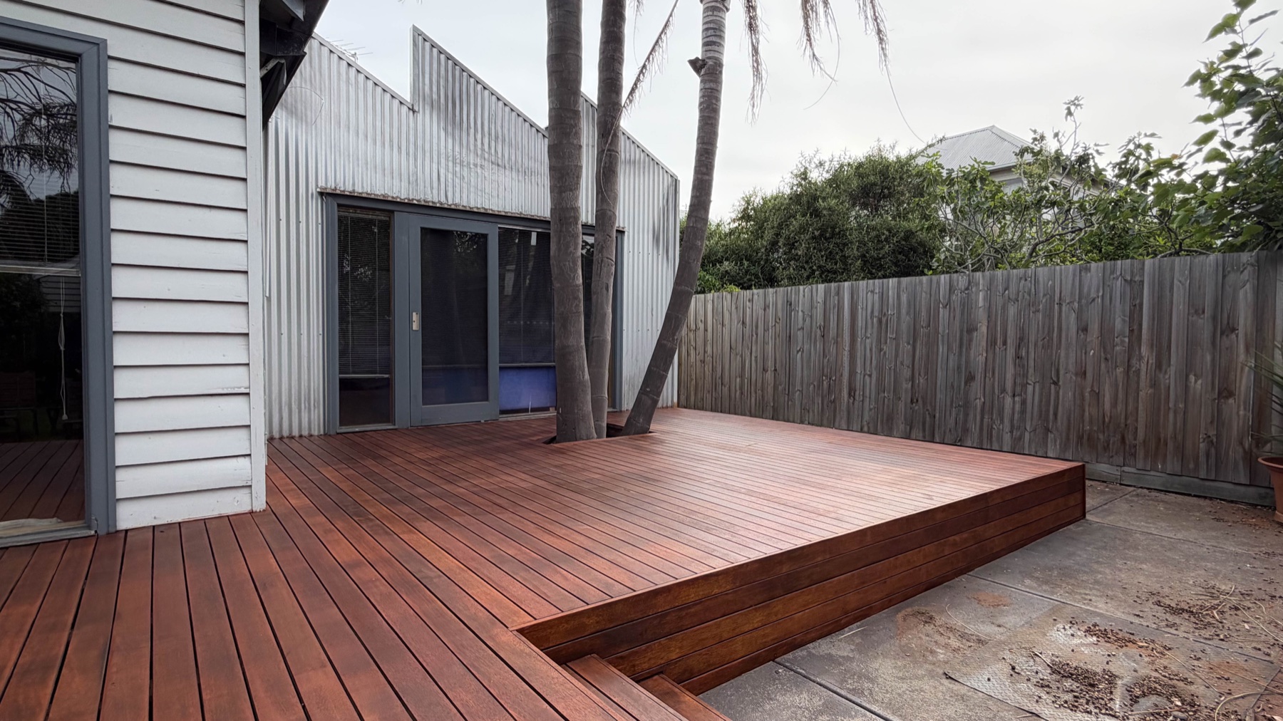 Restored timber decking after sanding and a fresh coat of decking oil — Oakleigh